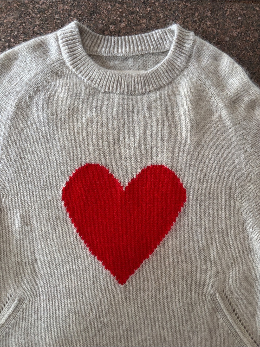 Zadig & Voltaire Ladies Beige Cashmere Red Heart ZV Sweater-XS - Picture 4 of 6